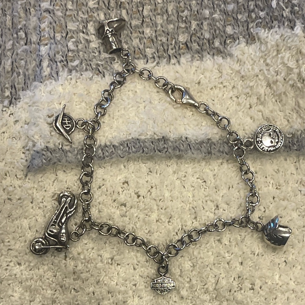 Vintage Harley Davidson Charm Bracelet Like New Sterling Silver